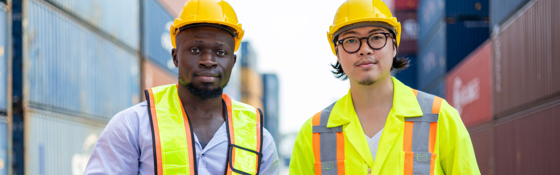 two logistics employee having a photo